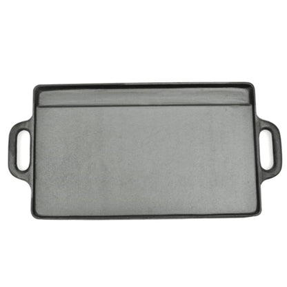 Grillplatte 2x Wendeplatte Gusseisen 46  x 23 cm Antihaftbeschichtet Langlebig