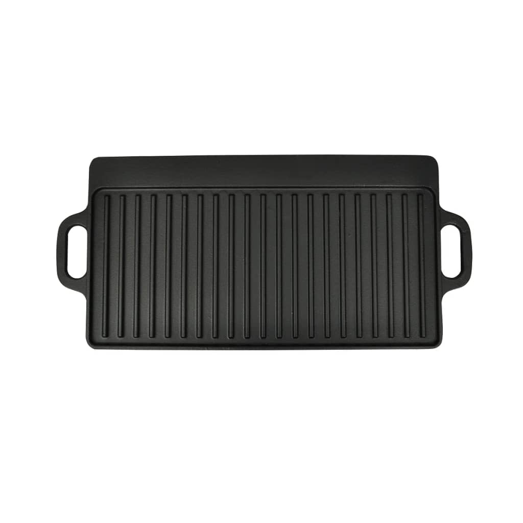 Grillplatte 2x Wendeplatte Gusseisen 46  x 23 cm Antihaftbeschichtet Langlebig