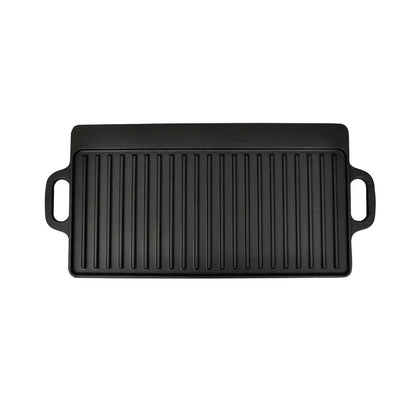 Grillplatte 2x Wendeplatte Gusseisen 46  x 23 cm Antihaftbeschichtet Langlebig