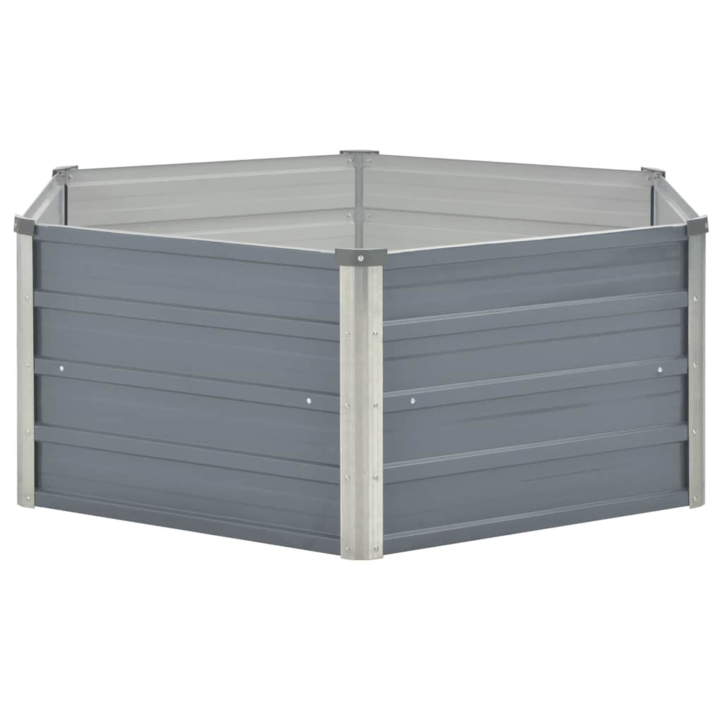vidaXL Hochbeet 129 x 129 x 45 cm Verzinkter Stahl Grau