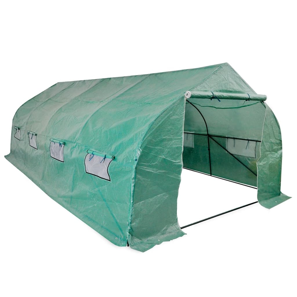 Folientunnel mobiles Gewächshaus Begehbar Stahlrahmen 18 m² Polytunnel