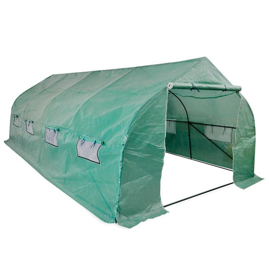 Folientunnel mobiles Gewächshaus Begehbar Stahlrahmen 18 m² Polytunnel