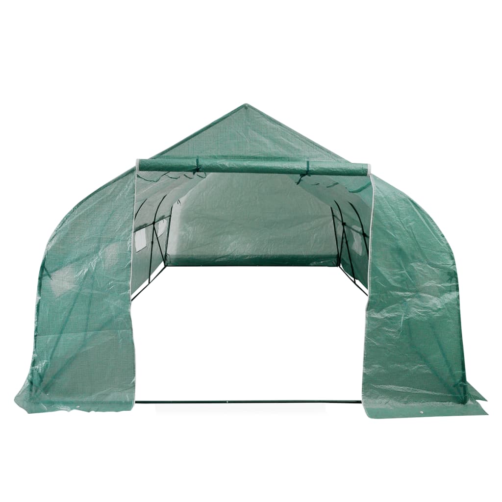 vidaXL Polytunnel Greenhouse Walk-in &amp; Mobile Steel Frame 18 m²