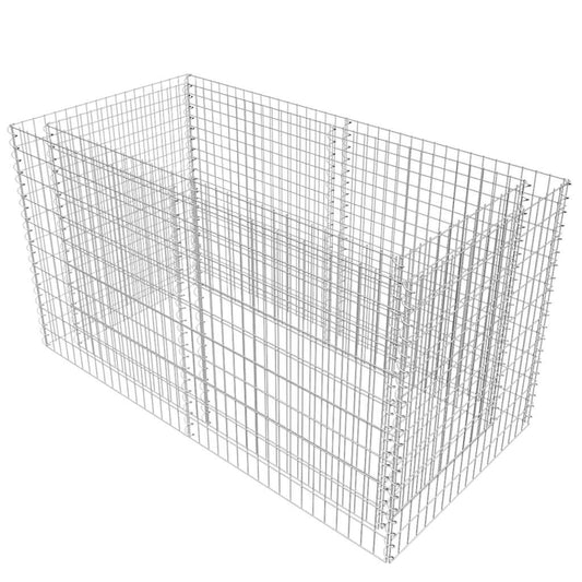 Gabion raised bed steel 180×90×100 cm silver planting basket stone basket