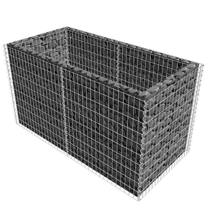 Gabionen Hochbeet Stahl 180×90×100 cm Silbern Pflanzkorb Steinkorb