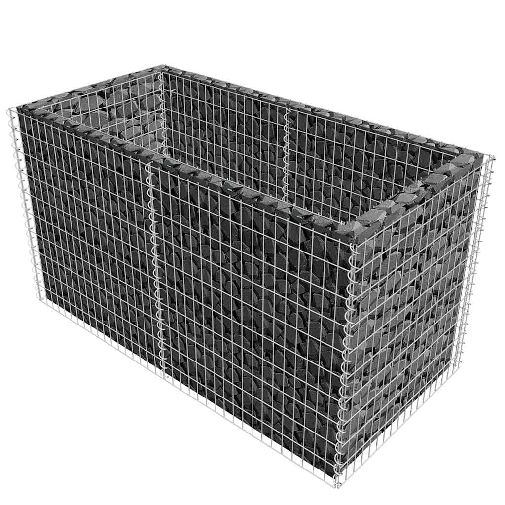 Gabion raised bed steel 180×90×100 cm silver planting basket stone basket