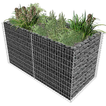 Gabion raised bed steel 180×90×100 cm silver planting basket stone basket