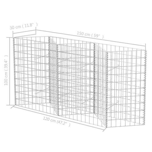 Gabion, gabion basket, planter box, raised bed, steel, 120×30×100 cm, stone basket