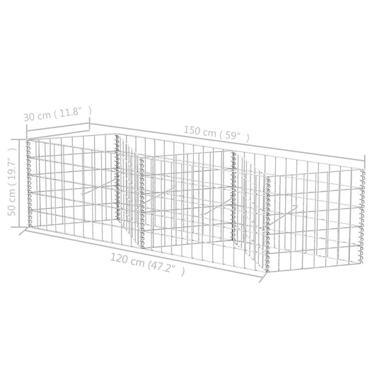 Gabion basket, planter box, raised bed, steel, 120×30×50 cm, stone basket