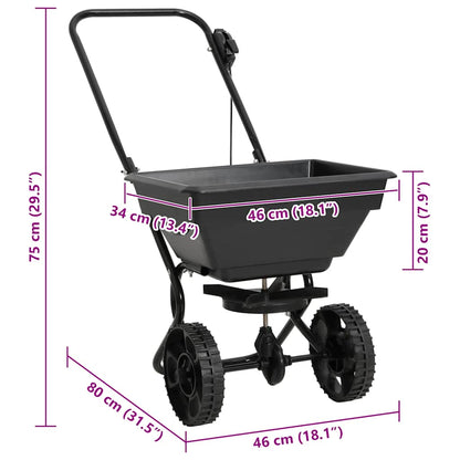 Handstreuwagen Salzstreuer PVC Stahl 92x46x70 cm 15 L Düngewagen Streuwagen