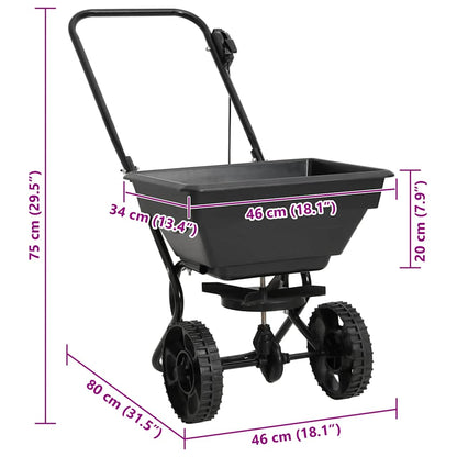 Handstreuwagen Salzstreuer PVC Stahl 92x46x70 cm 15 L Düngewagen Streuwagen