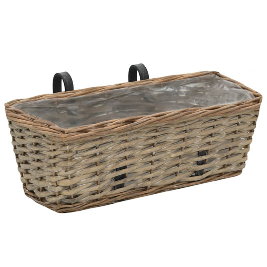 vidaXL Balcony Flower Pots, 2 pcs., Willow with PE Lining, 40 cm