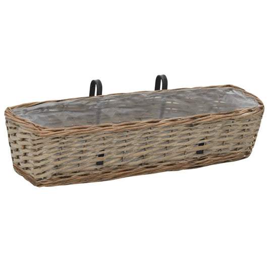 vidaXL Balcony Flower Pots, 2 pcs., Willow with PE Lining, 60 cm