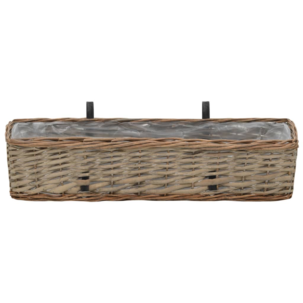 Balkon-Blumenkasten Pflanzkübel 2 Stk. Weide Handarbeit 60 cm braun hängend