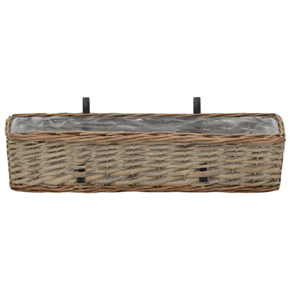 Balkon-Blumenkasten Pflanzkübel 2 Stk. Weide Handarbeit 60 cm braun hängend
