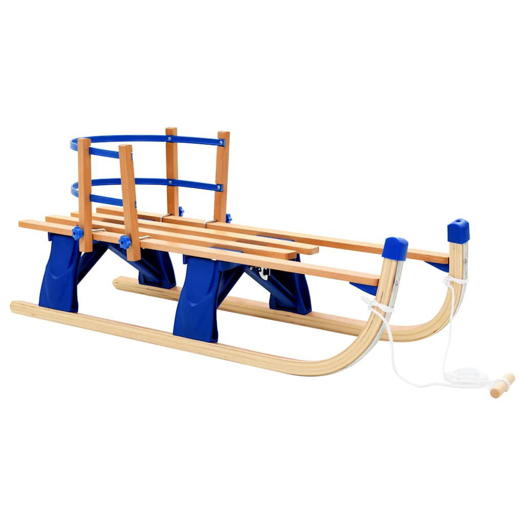 vidaXL Folding Sled with Backrest, Wood, 119 cm