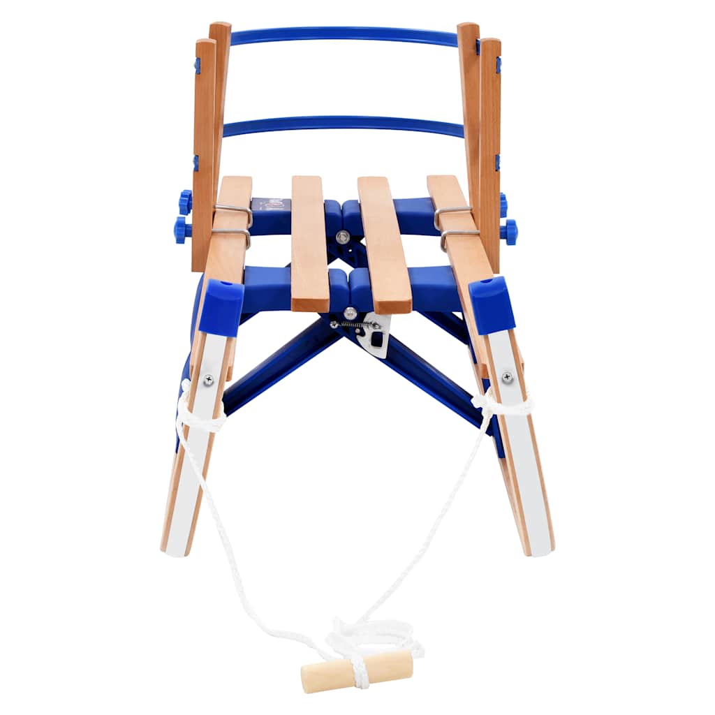 vidaXL Folding Sled with Backrest, Wood, 119 cm
