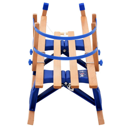 vidaXL Folding Sled with Backrest, Wood, 119 cm