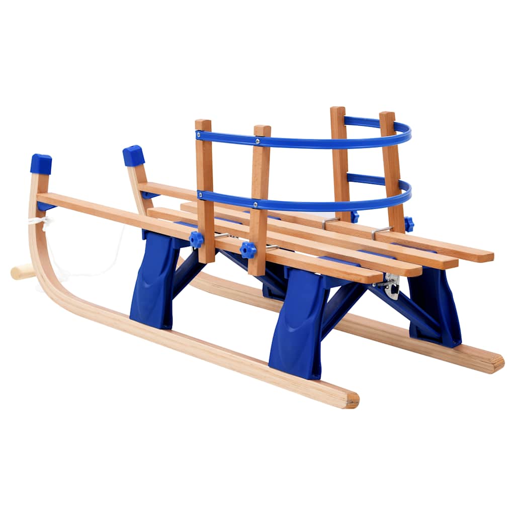 vidaXL Folding Sled with Backrest, Wood, 119 cm