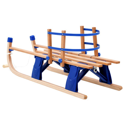 vidaXL Folding Sled with Backrest, Wood, 119 cm