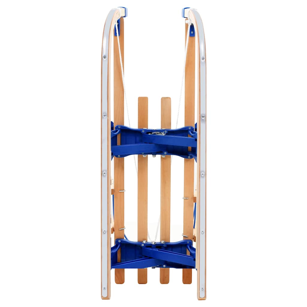 vidaXL Folding Sled with Backrest, Wood, 119 cm