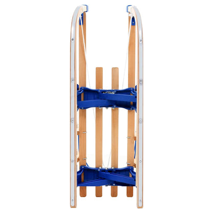Klappschlitten mit Rückenlehne Holz 110 cm Holzschlitten klappbar faltbar blau