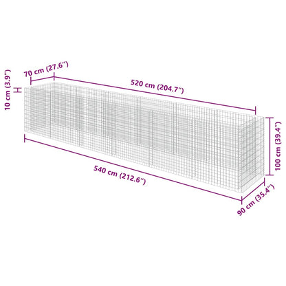 vidaXL Gabion Raised Bed Galvanized Steel 540×90×100 cm
