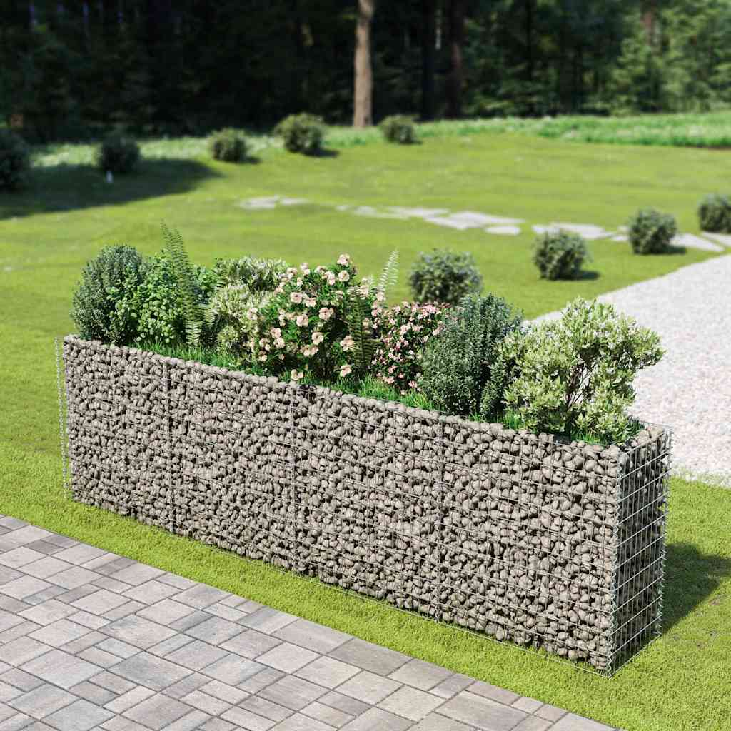 Gabionen Hochbeet Verzinkter Stahl 360×50×100 cm Steinkorb Pflanzkorb Blumenbeet