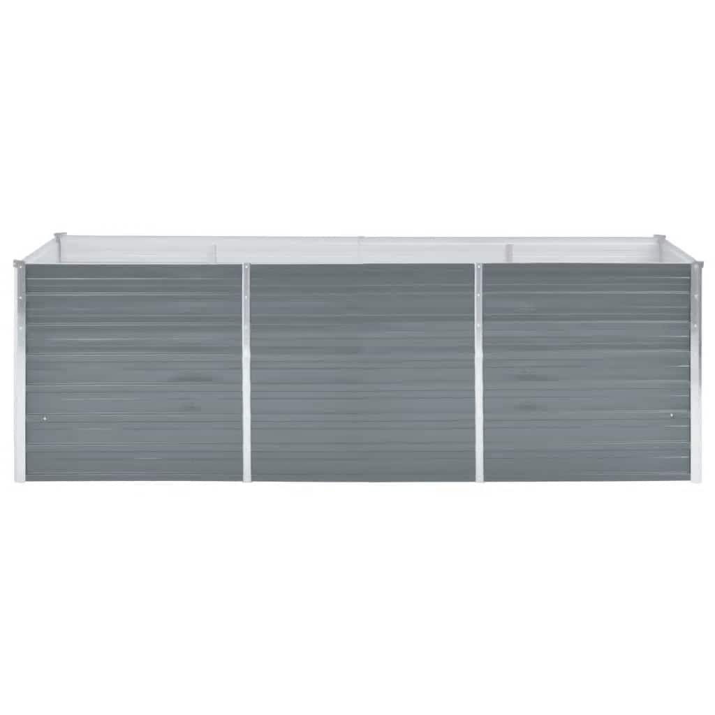 Garden raised bed, galvanized steel, 240x80x77 cm, grey, flower box, planter