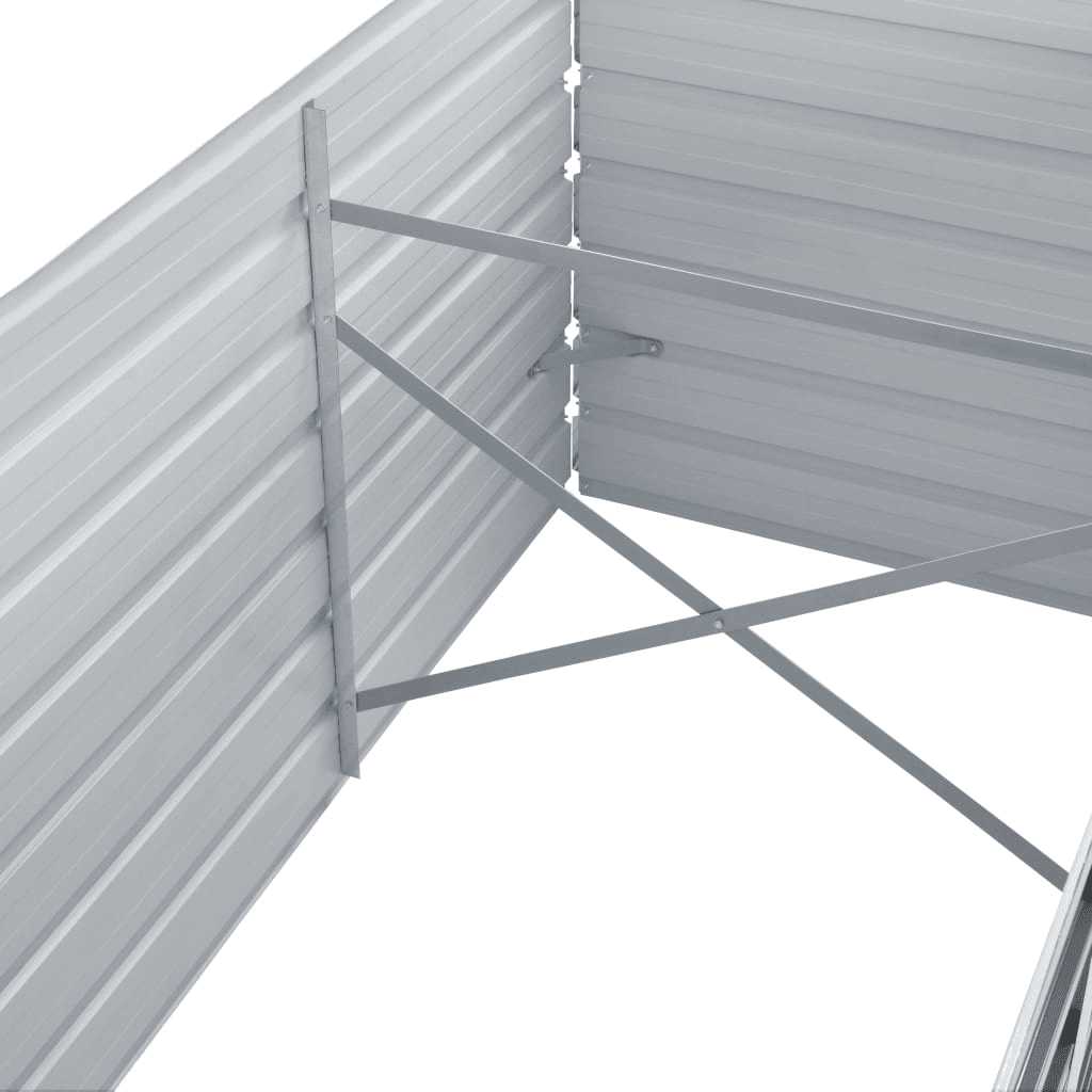 Garden raised bed, galvanized steel, 240x80x77 cm, grey, flower box, planter