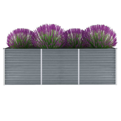 Garden raised bed, galvanized steel, 240x80x77 cm, grey, flower box, planter