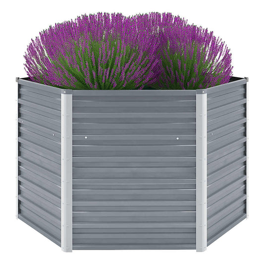 Garten-Hochbeet Verzinkter Stahl Grau 129x129x77 cm Pflanzkasten Blumenkübel