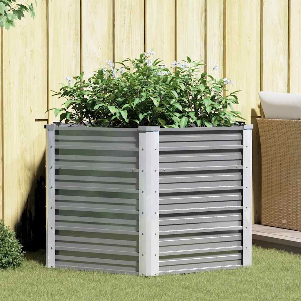 Garten-Hochbeet Verzinkter Stahl Grau 129x129x77 cm Pflanzkasten Blumenkübel