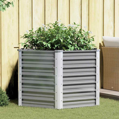 Garten-Hochbeet Verzinkter Stahl Grau 129x129x77 cm Pflanzkasten Blumenkübel