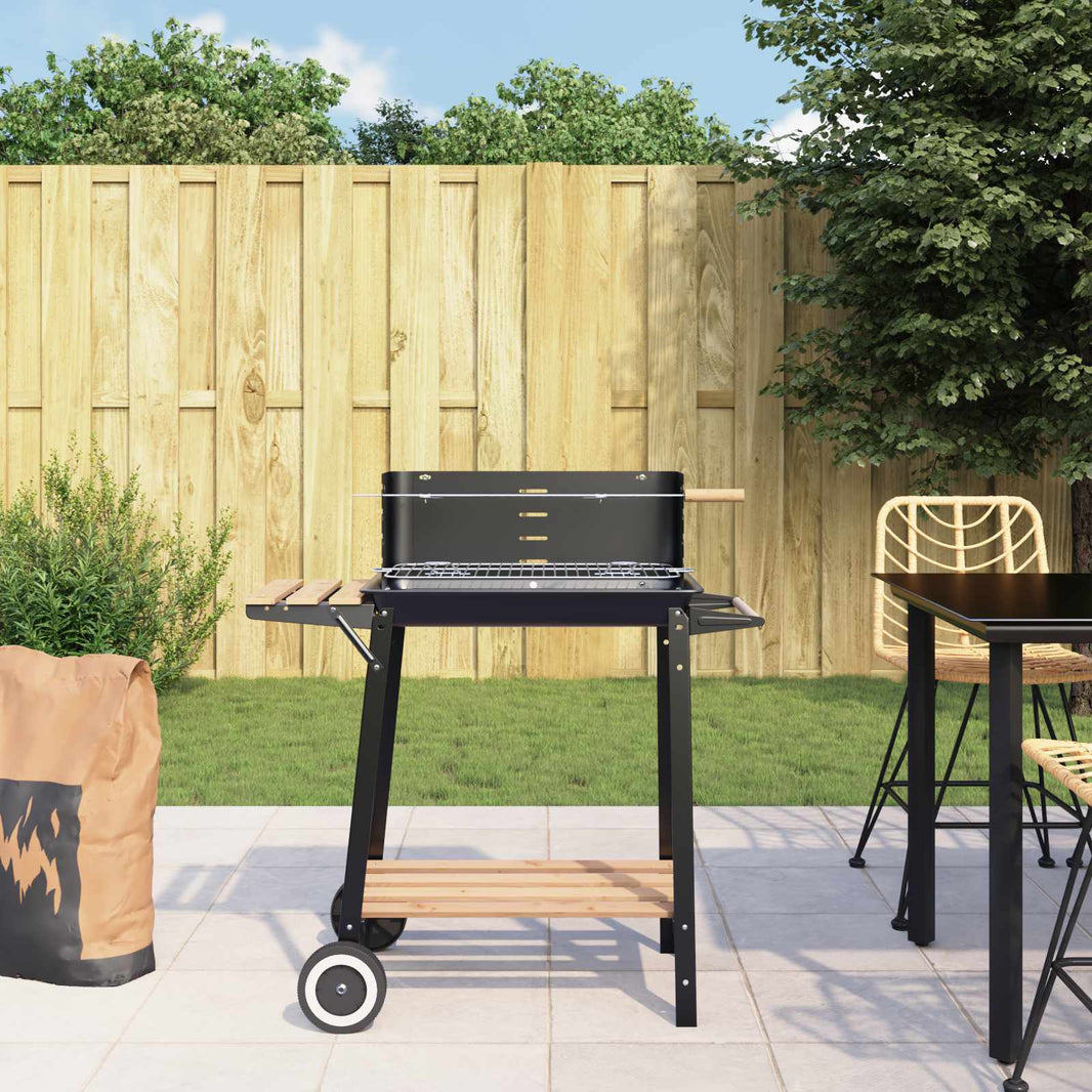 Holzkohlegrill Standgrill höhenverstellbar mit Ablagen und Rädern