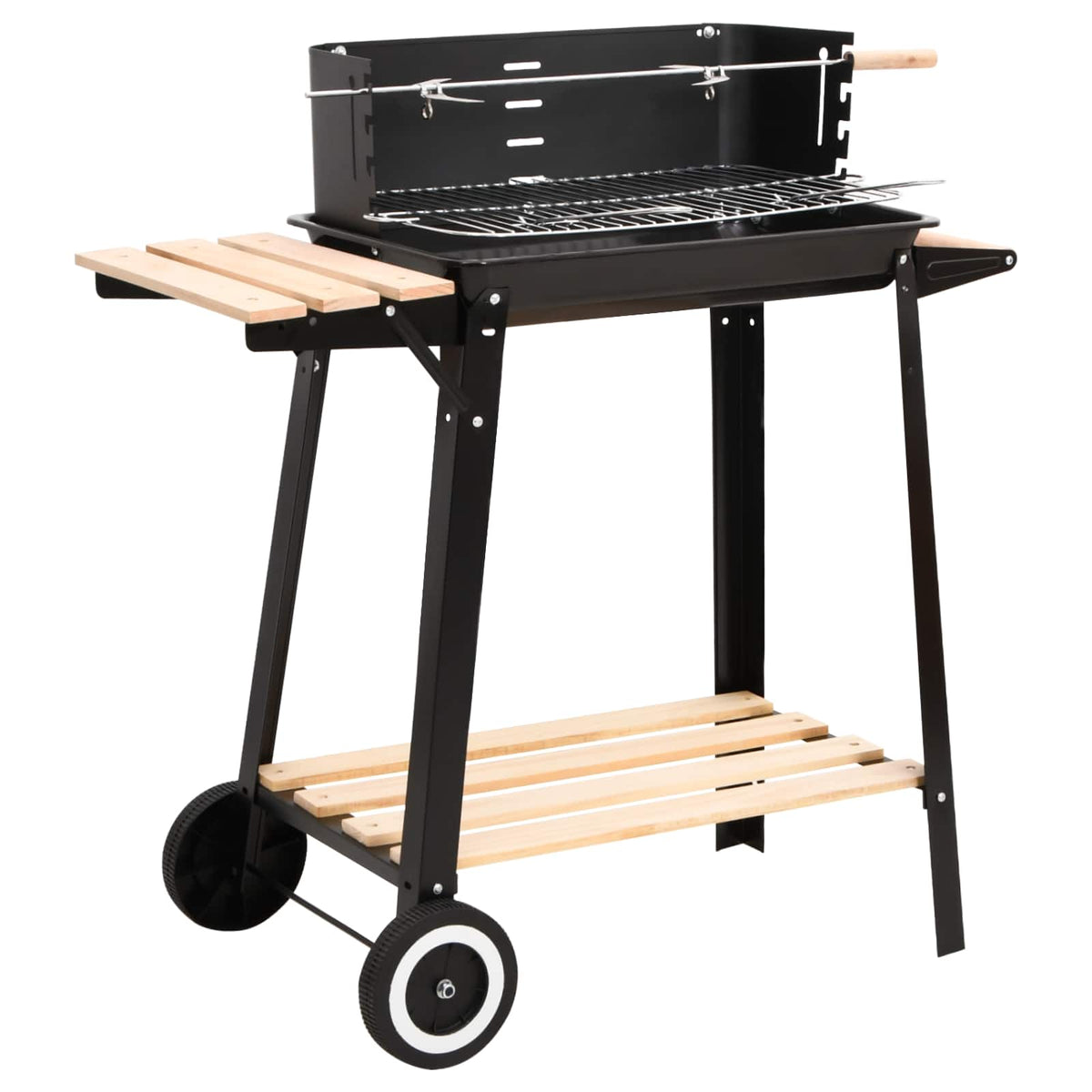Holzkohlegrill Standgrill höhenverstellbar mit Ablagen und Rädern