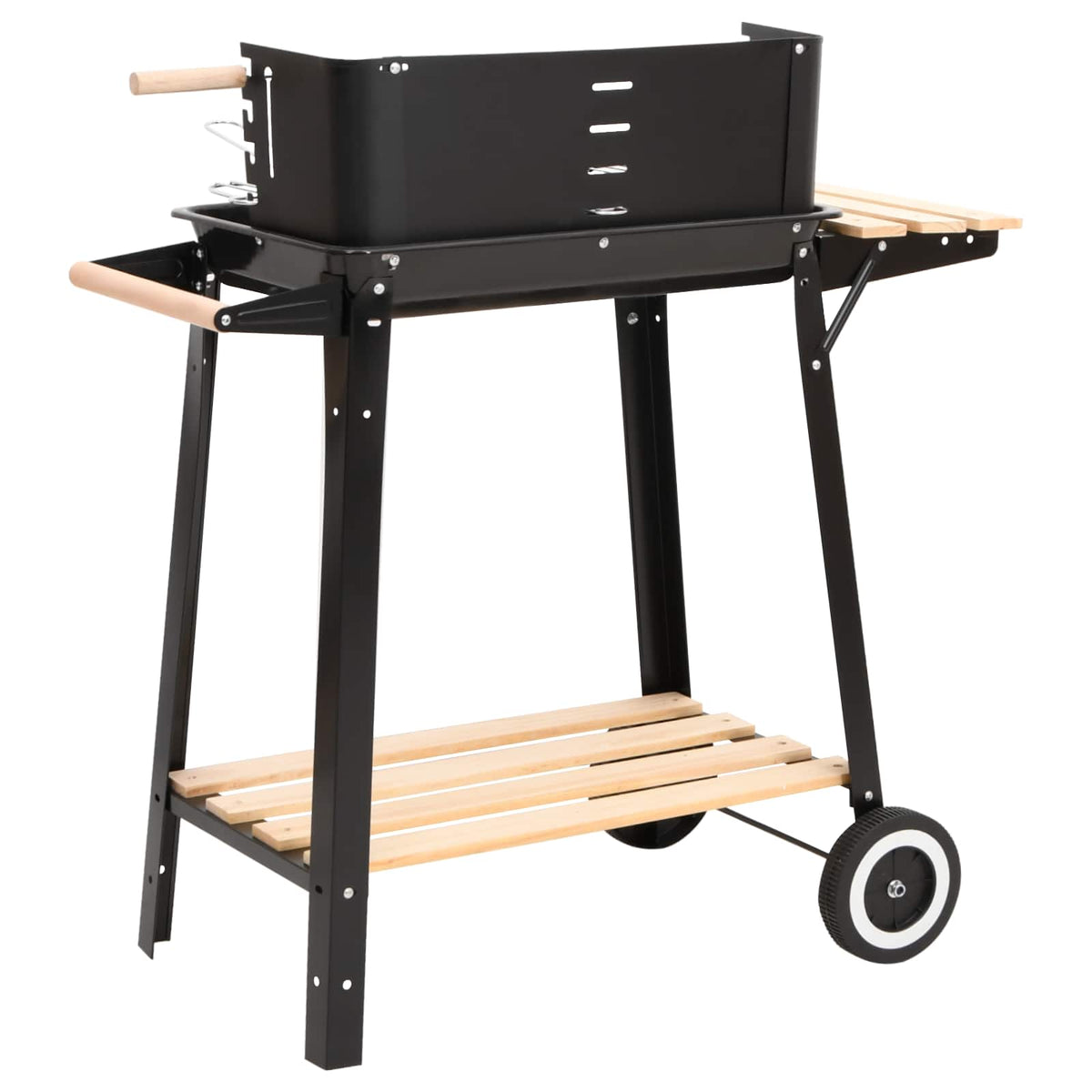 Holzkohlegrill Standgrill höhenverstellbar mit Ablagen und Rädern