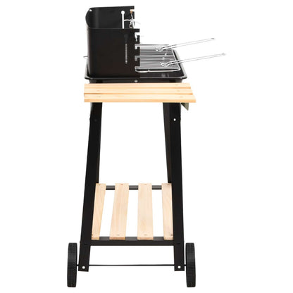 Holzkohlegrill Standgrill höhenverstellbar mit Ablagen und Rädern