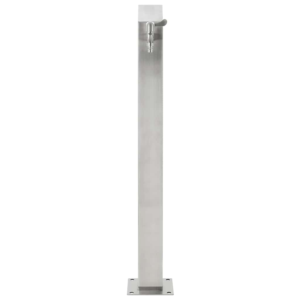 Wasserzapfsäule Edelstahl 8x8x95 cm Garten Wasserhahn Zapfsäule Silber