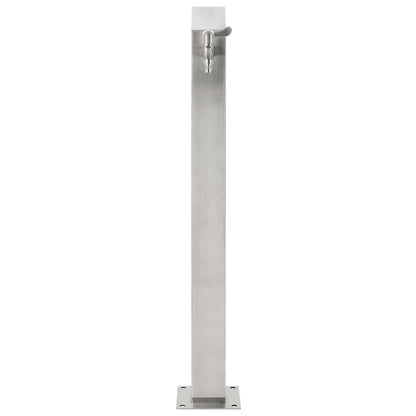 Wasserzapfsäule Edelstahl 8x8x95 cm Garten Wasserhahn Zapfsäule Silber