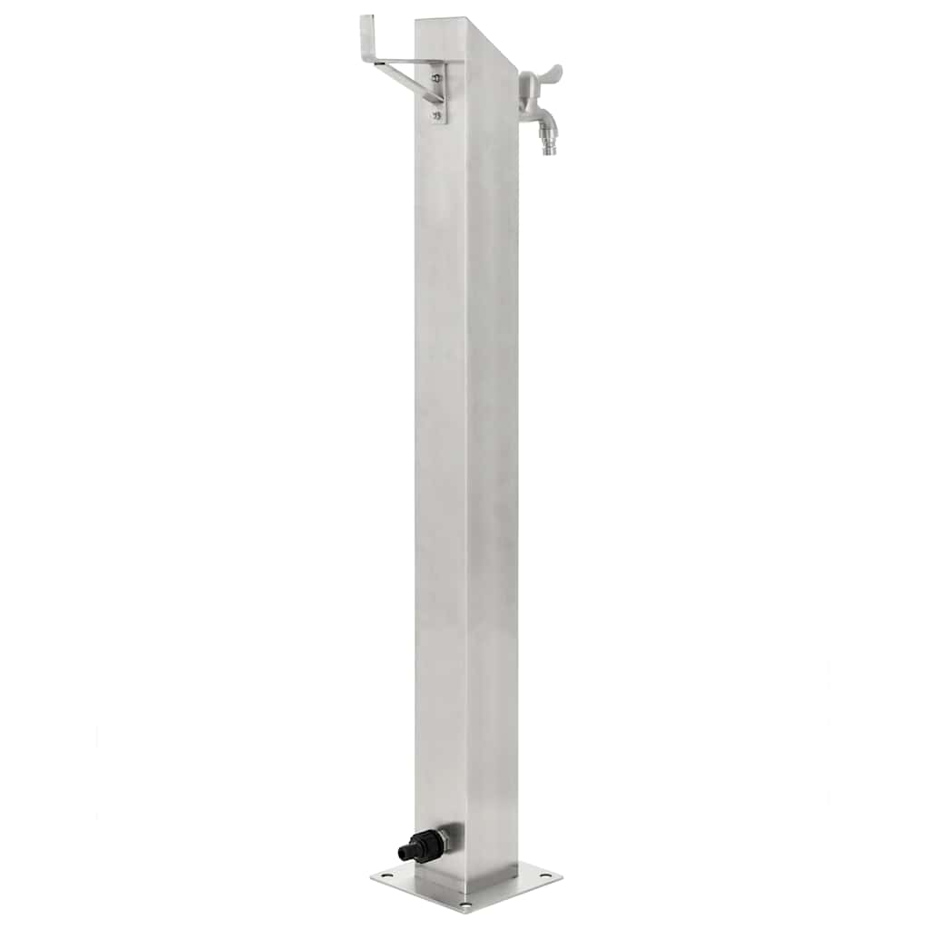 Wasserzapfsäule Edelstahl 8x8x95 cm Garten Wasserhahn Zapfsäule Silber