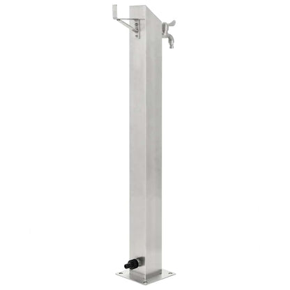 Wasserzapfsäule Edelstahl 8x8x95 cm Garten Wasserhahn Zapfsäule Silber
