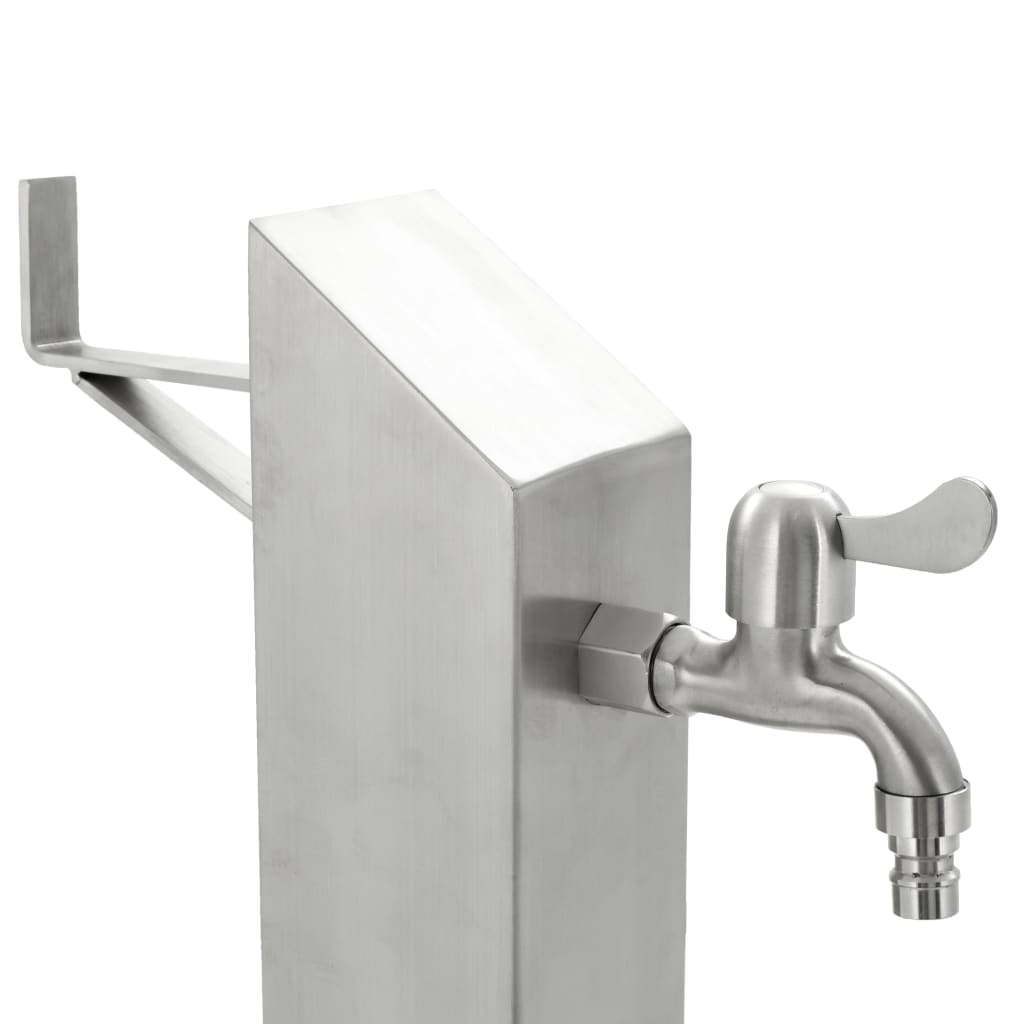 Wasserzapfsäule Edelstahl 8x8x95 cm Garten Wasserhahn Zapfsäule Silber