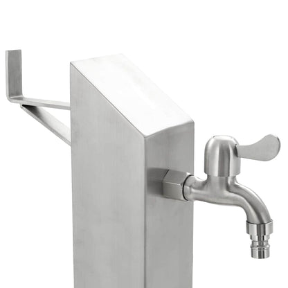 Wasserzapfsäule Edelstahl 8x8x95 cm Garten Wasserhahn Zapfsäule Silber