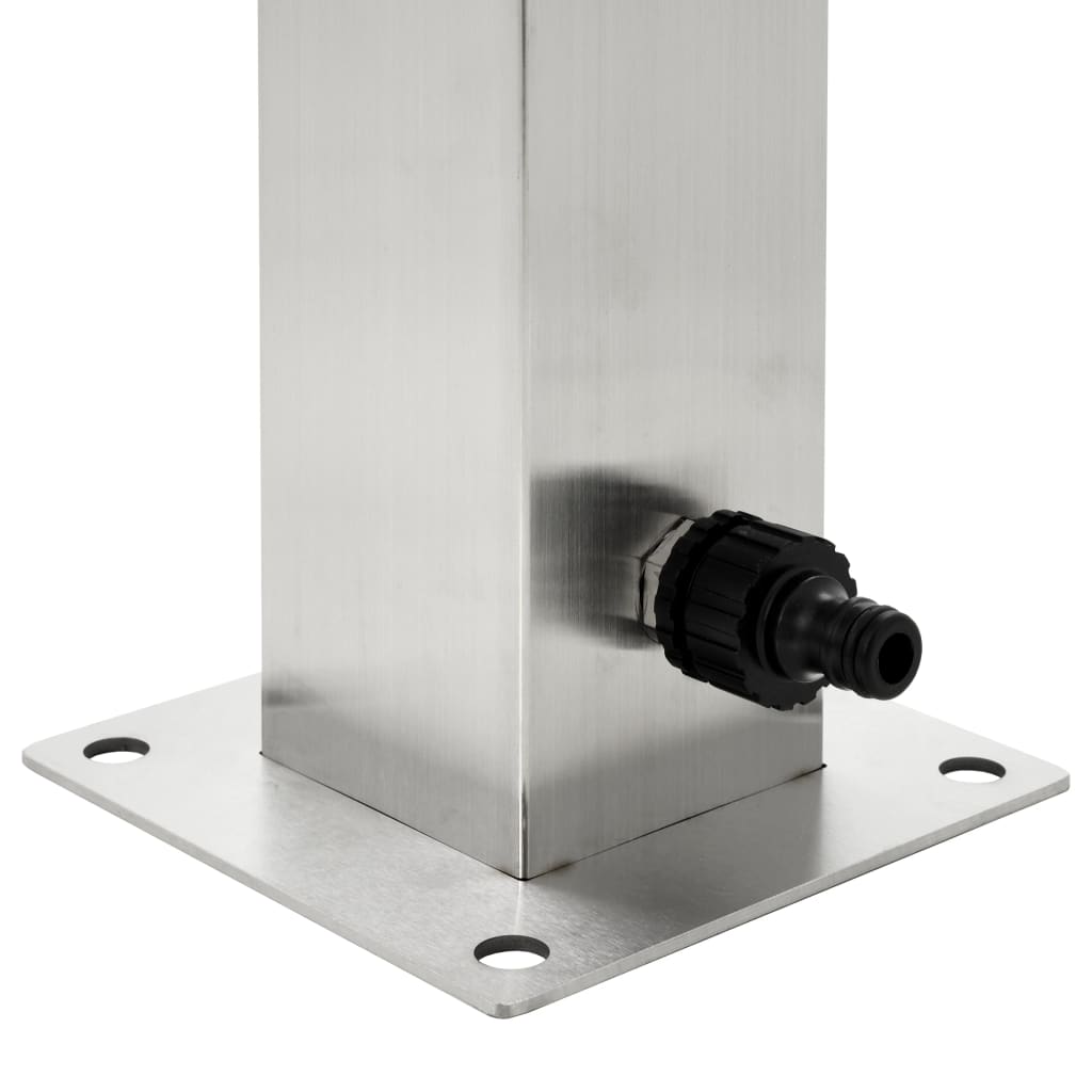Wasserzapfsäule Edelstahl 8x8x95 cm Garten Wasserhahn Zapfsäule Silber