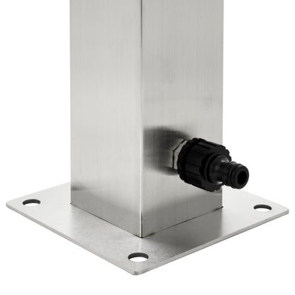 Wasserzapfsäule Edelstahl 8x8x95 cm Garten Wasserhahn Zapfsäule Silber