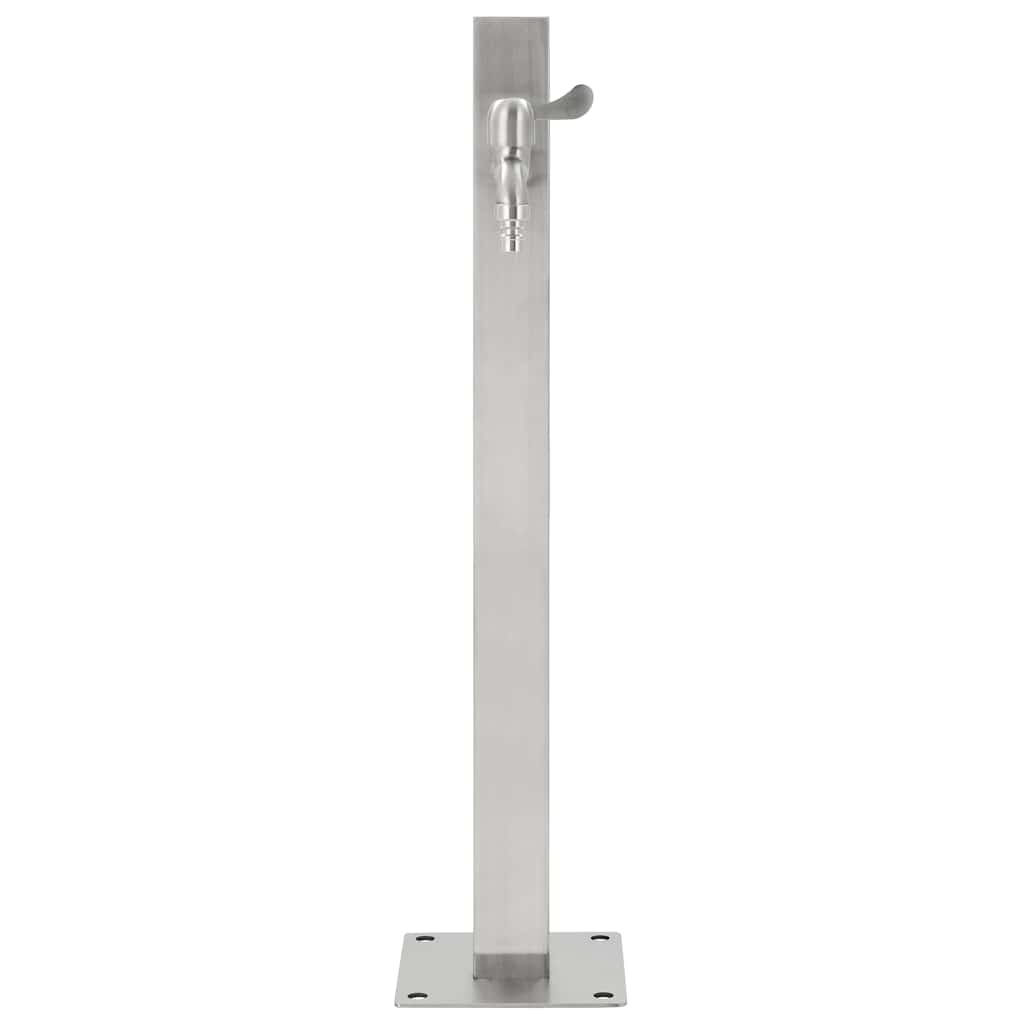Wasserzapfsäule Edelstahl 5x5x65 cm Garten Wasserhahn Zapfstelle Silber