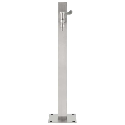 Wasserzapfsäule Edelstahl 5x5x65 cm Garten Wasserhahn Zapfstelle Silber