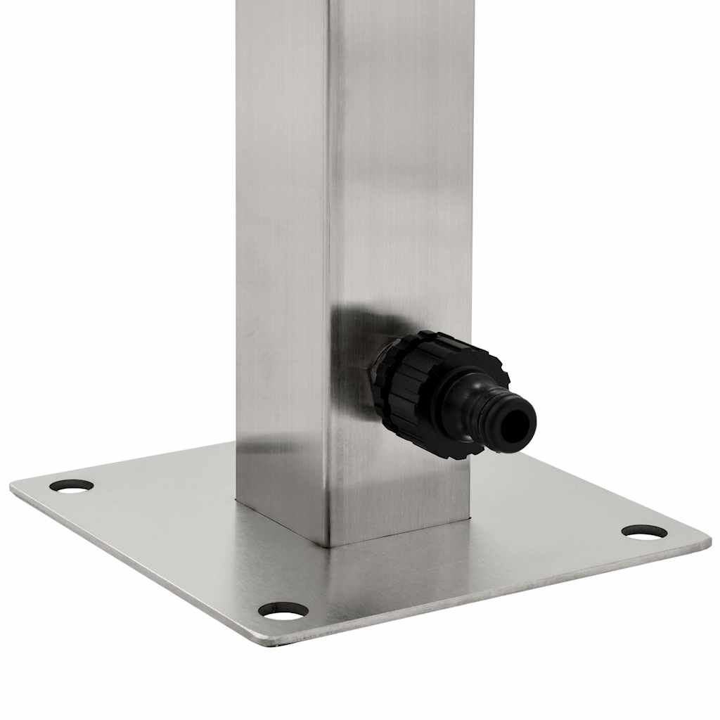 Wasserzapfsäule Edelstahl 5x5x65 cm Garten Wasserhahn Zapfstelle Silber
