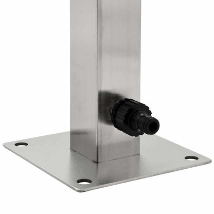 Wasserzapfsäule Edelstahl 5x5x65 cm Garten Wasserhahn Zapfstelle Silber